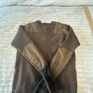 L.L. Bean Men's Brown Crewneck Sweater with Patches